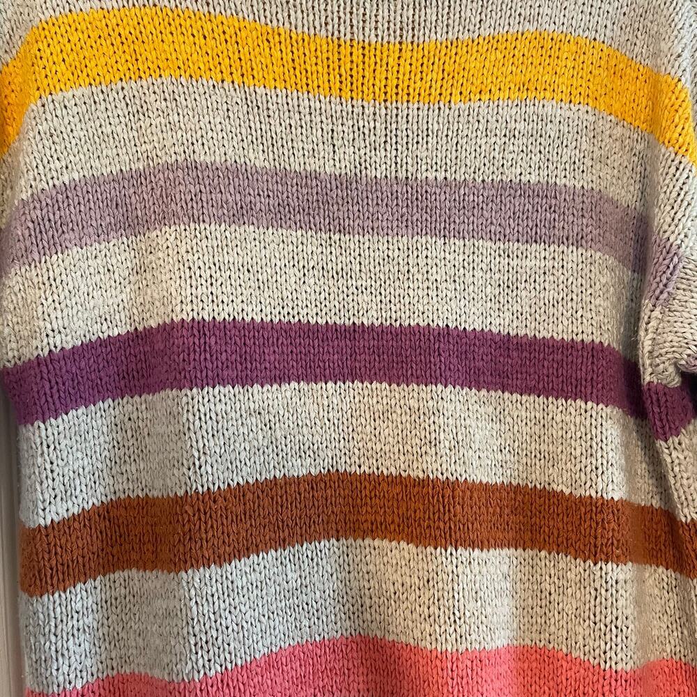 Lou & Grey & LOFT Sweater Womens LARGE Multicolor Chunky Knit Striped Pullover - Picture 9 of 14